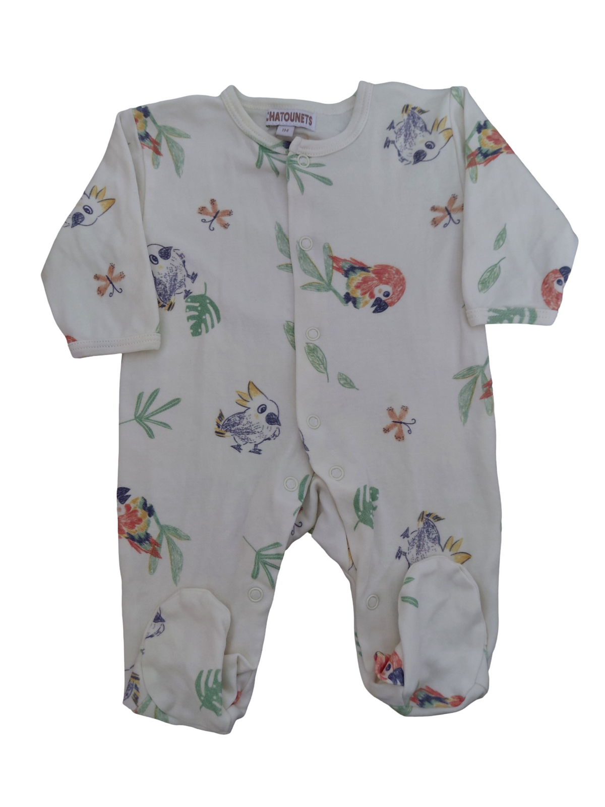 Grenouillère coton 1 mois Les Chatounets