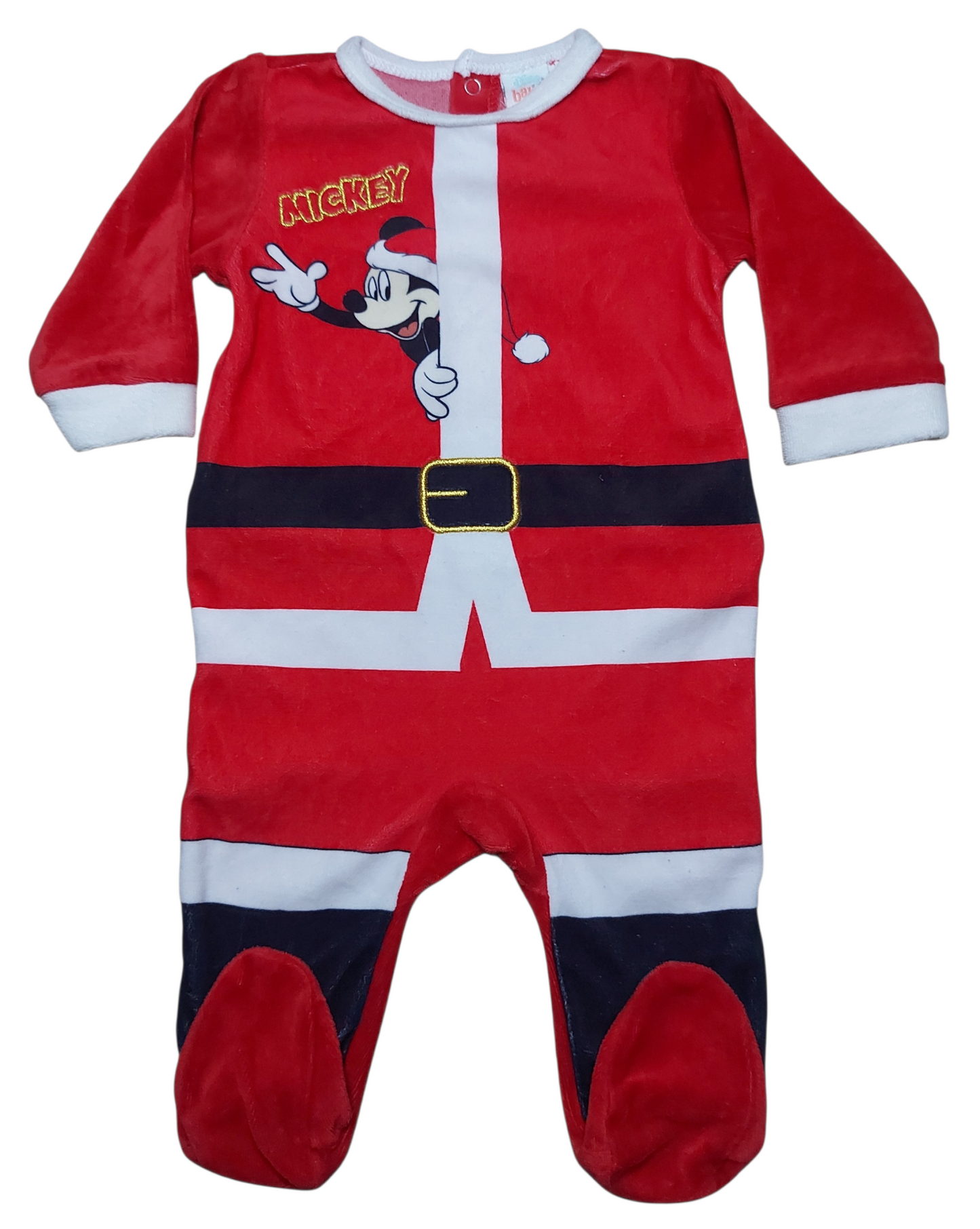 Grenouillère velours 6 mois Mickey Noel