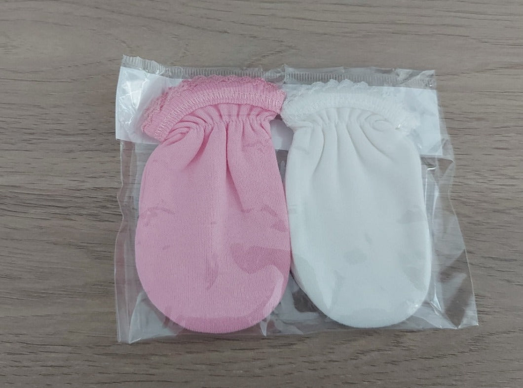 Lot de 2 paires de moufles Naissance (Rose) NEUF