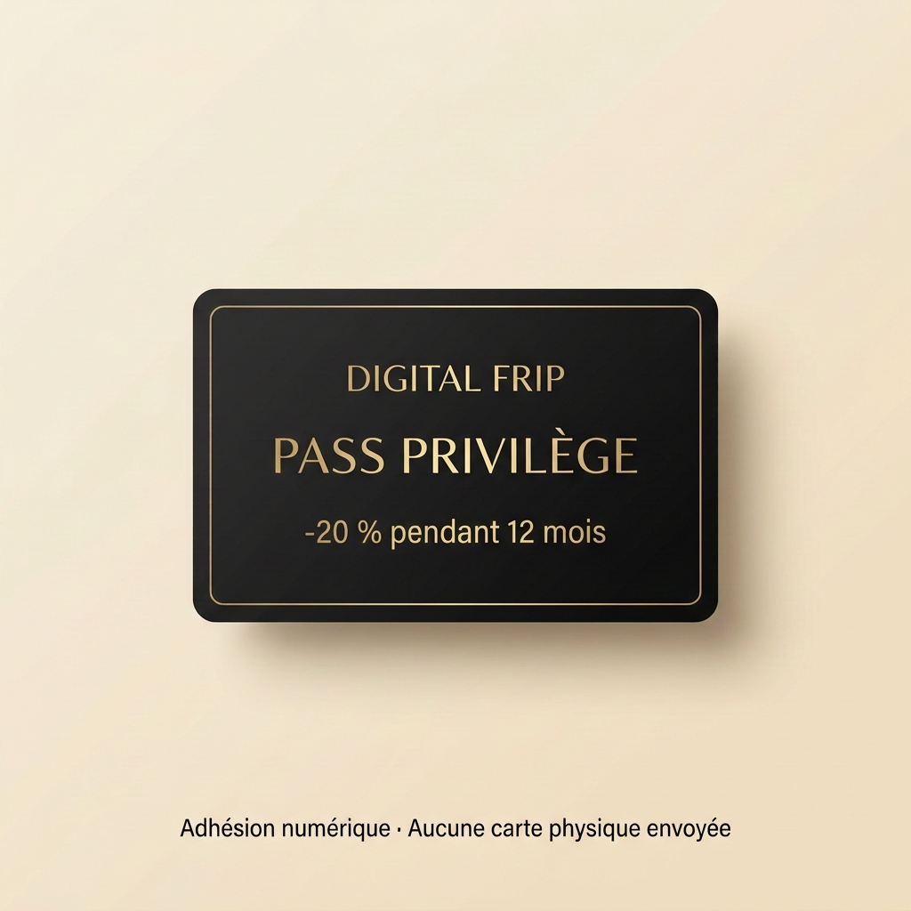 Carte numérique Pass Privilège Digital Frip, 20 % de remise pendant 12 mois