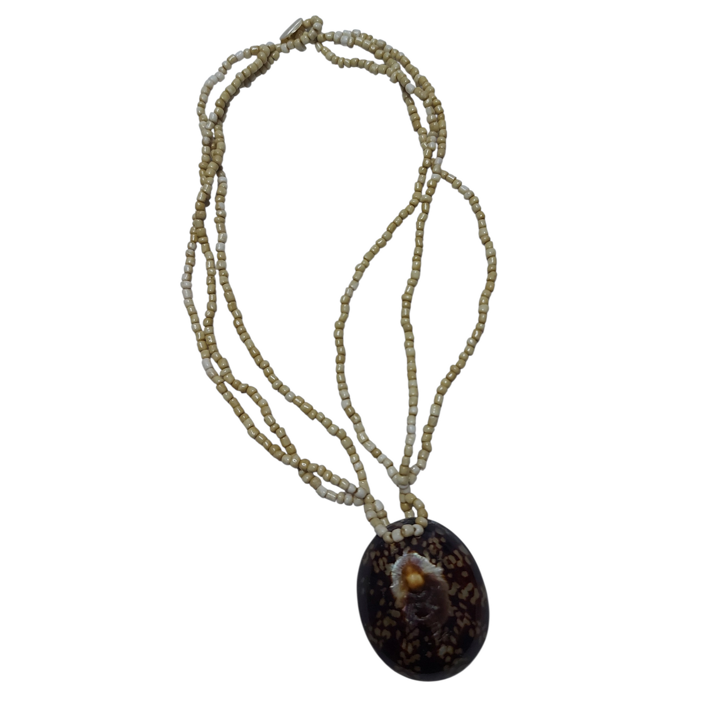 Grand Collier Ethnique  - Coquillage Porcelaine Poli & Rocaille