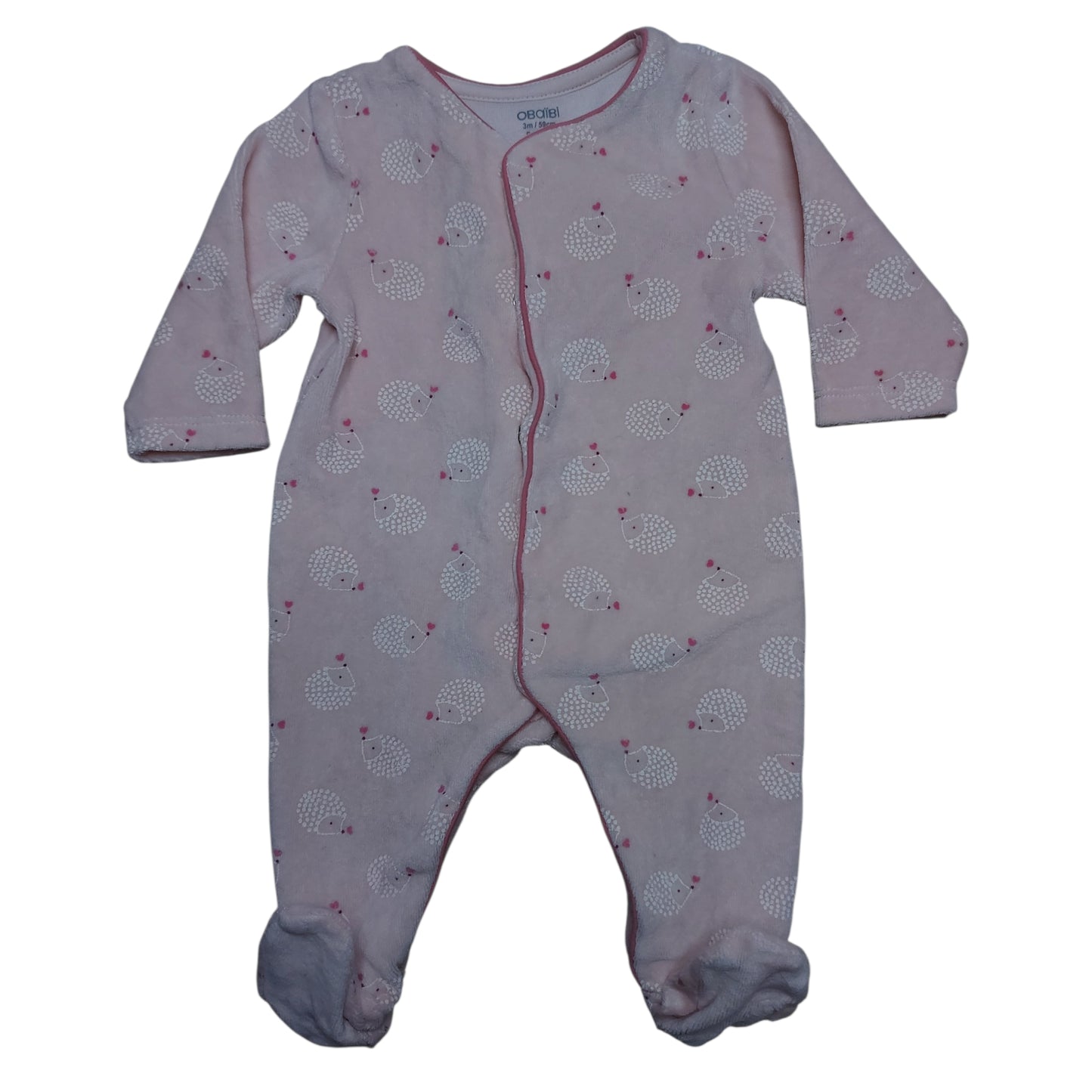 Grenouillère rose velours 3 mois Obaibi