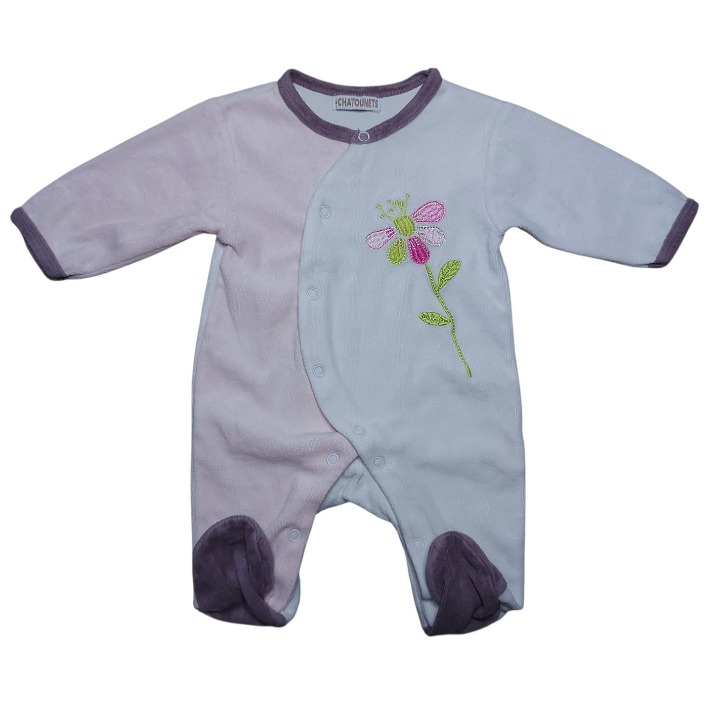 Grenouillère velours 1 mois