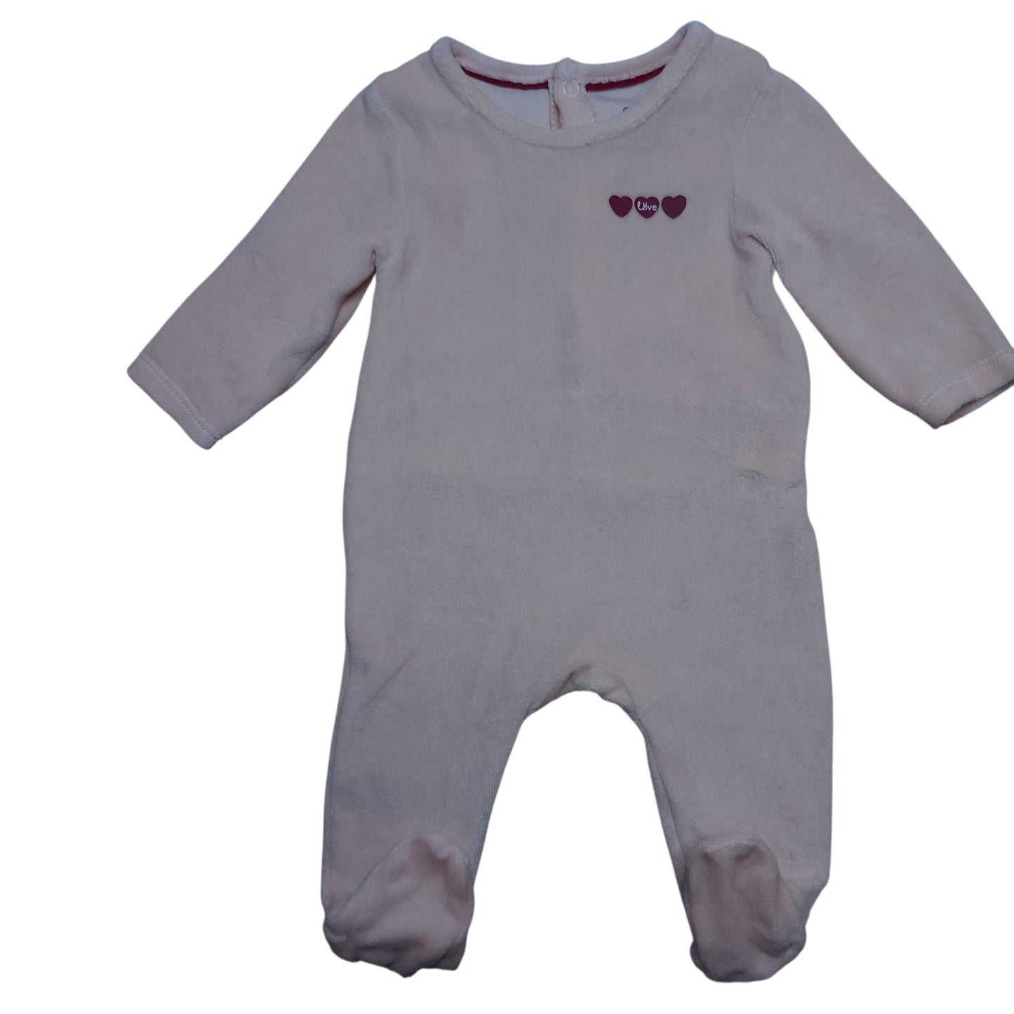 Grenouillère rose velours 3 mois Obaibi