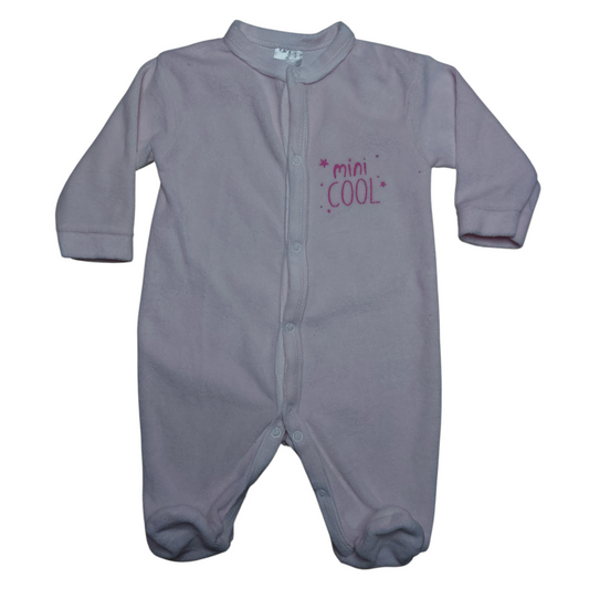 Grenouillère rose velours 1 mois